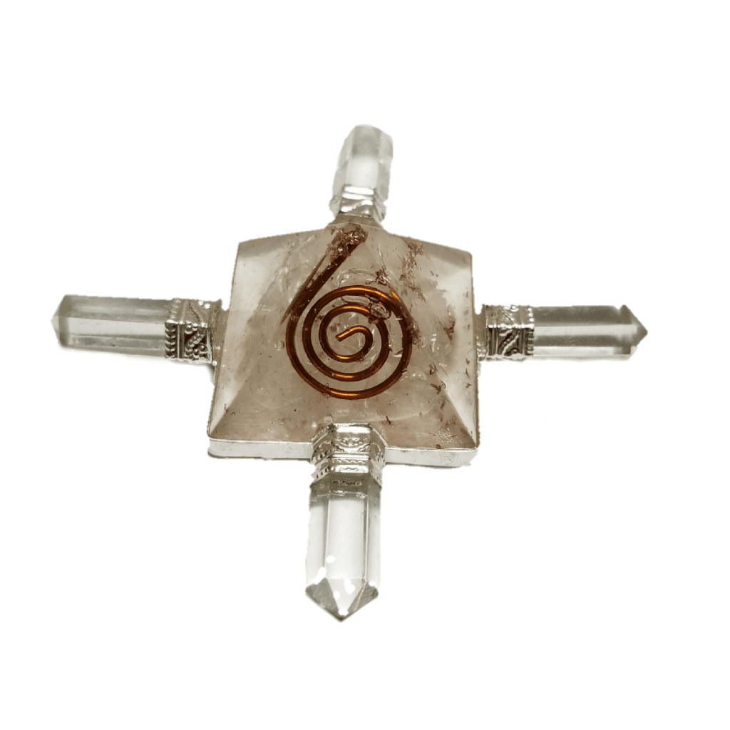 Quartz Crystal Orgonite Pyramid Energy Generator with Copper